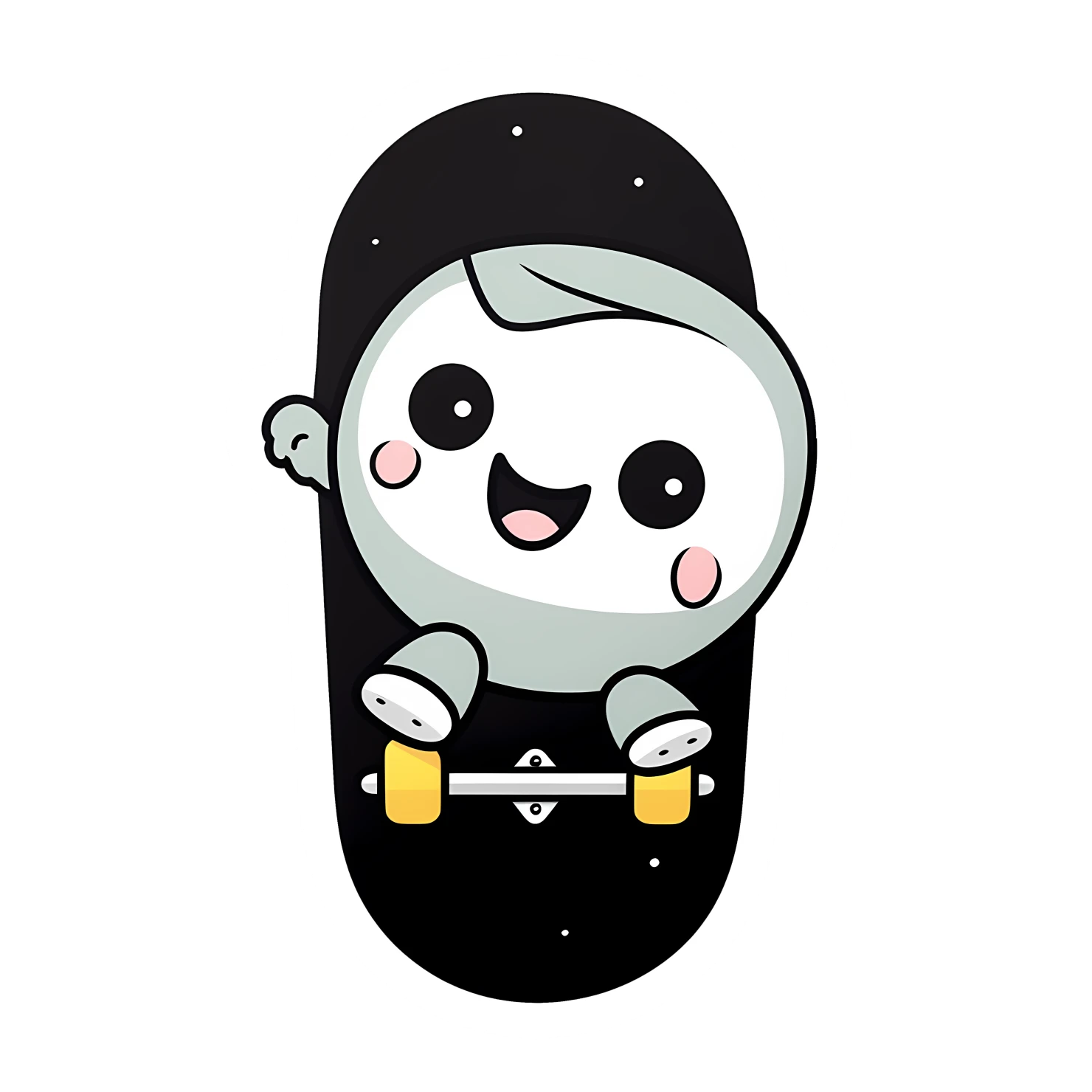 Kawaii skateboard sticker isolated on transparent background #26656