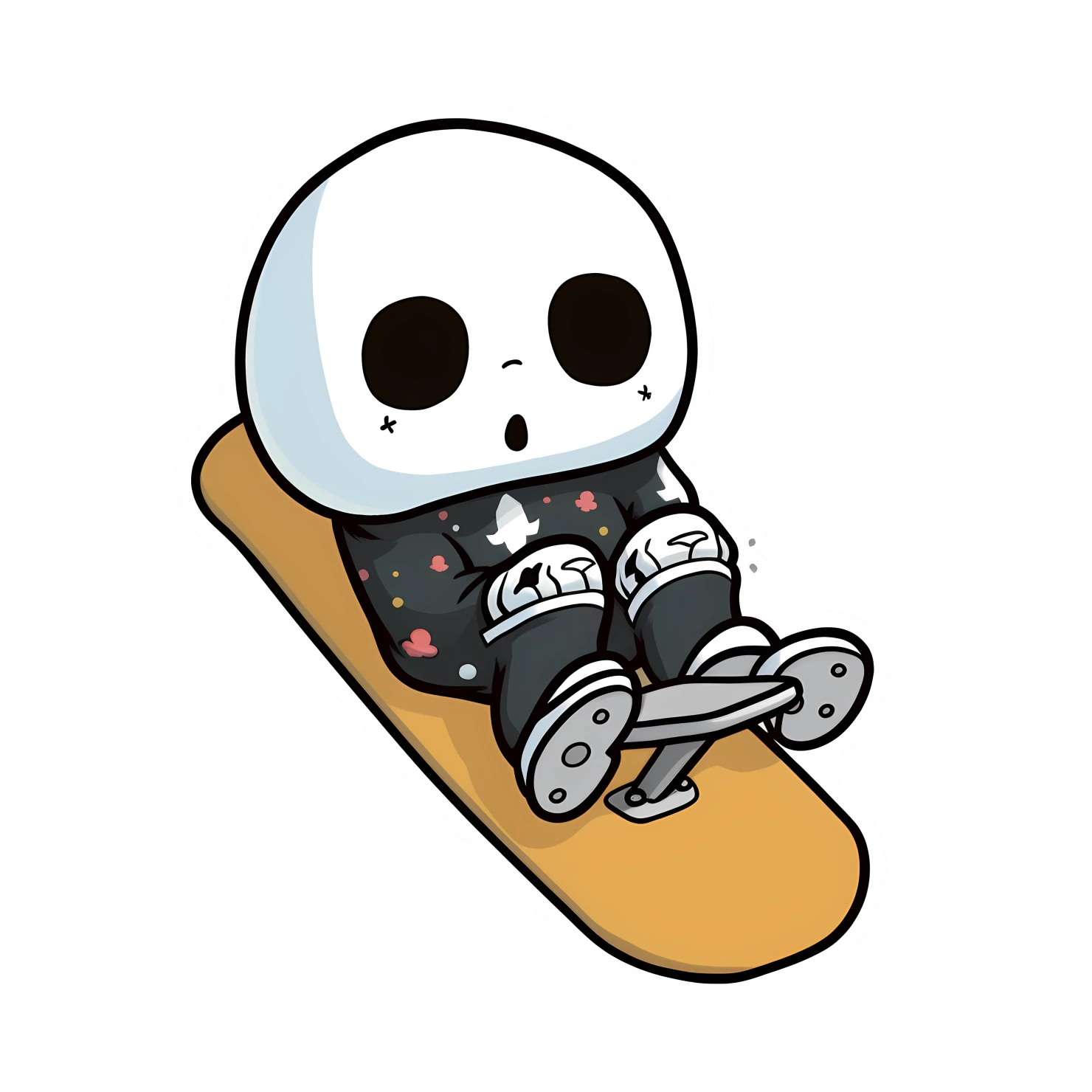 Kawaii skateboard sticker isolated on transparent background #26659