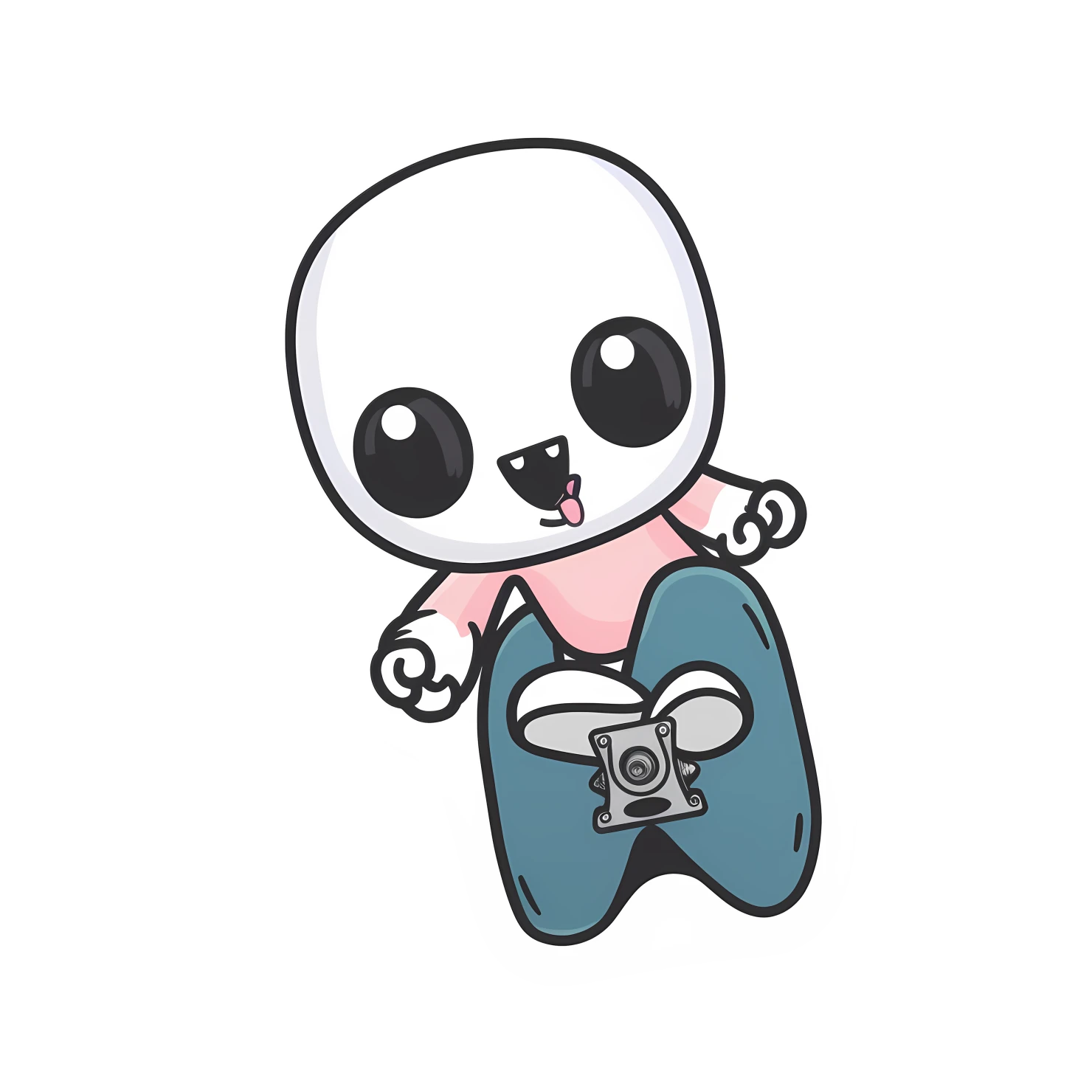 Kawaii skateboard sticker isolated on transparent background #26660