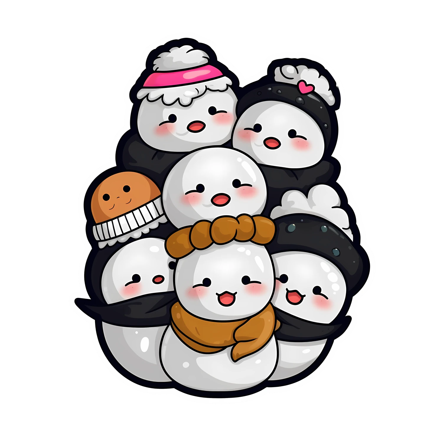 Kawaii snowmen sticker isolated on transparent background #26710
