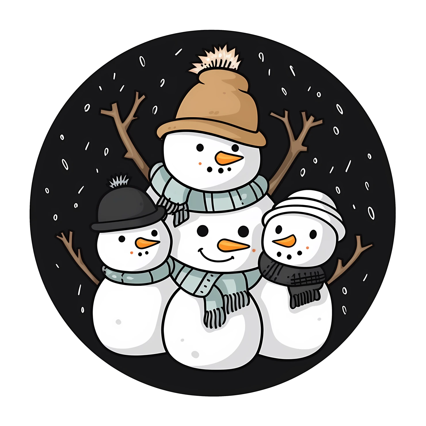Kawaii snowmen sticker isolated on transparent background #26711