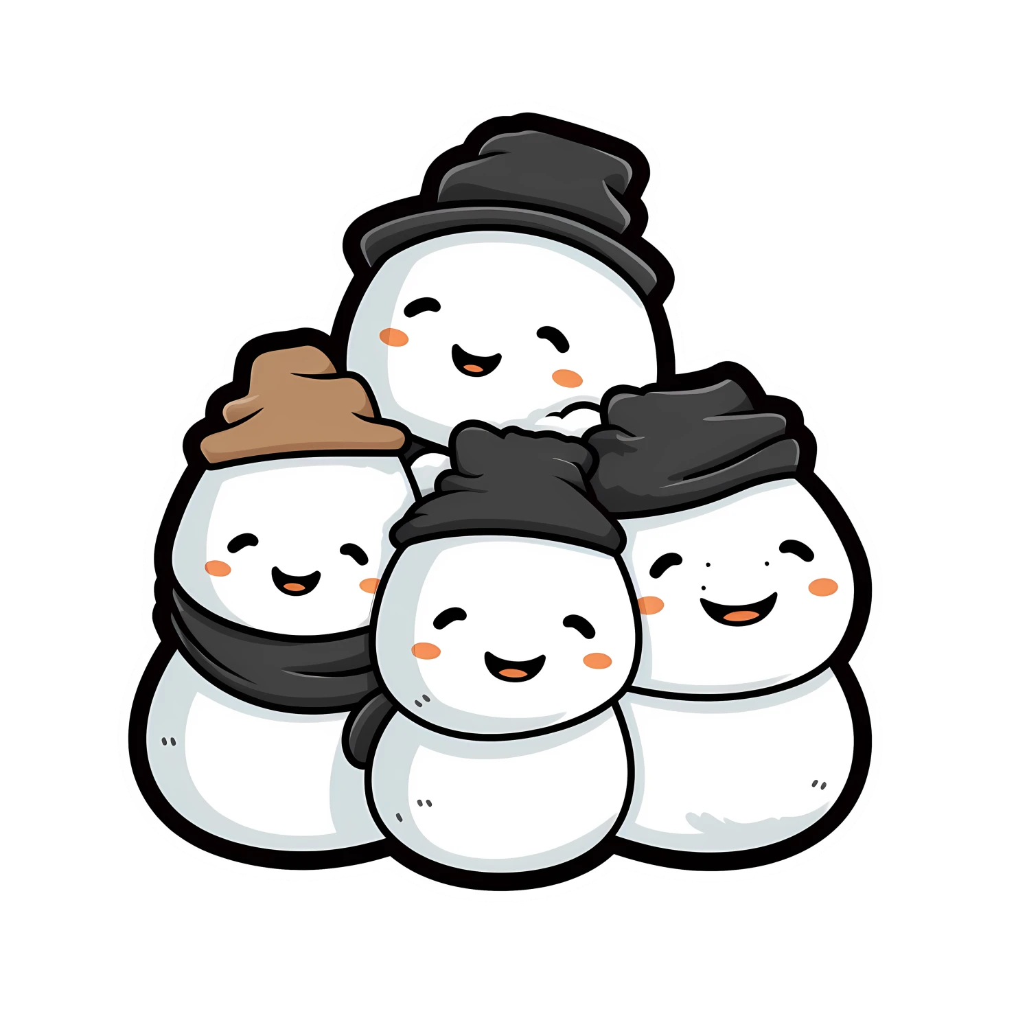 Kawaii snowmen sticker isolated on transparent background #26713