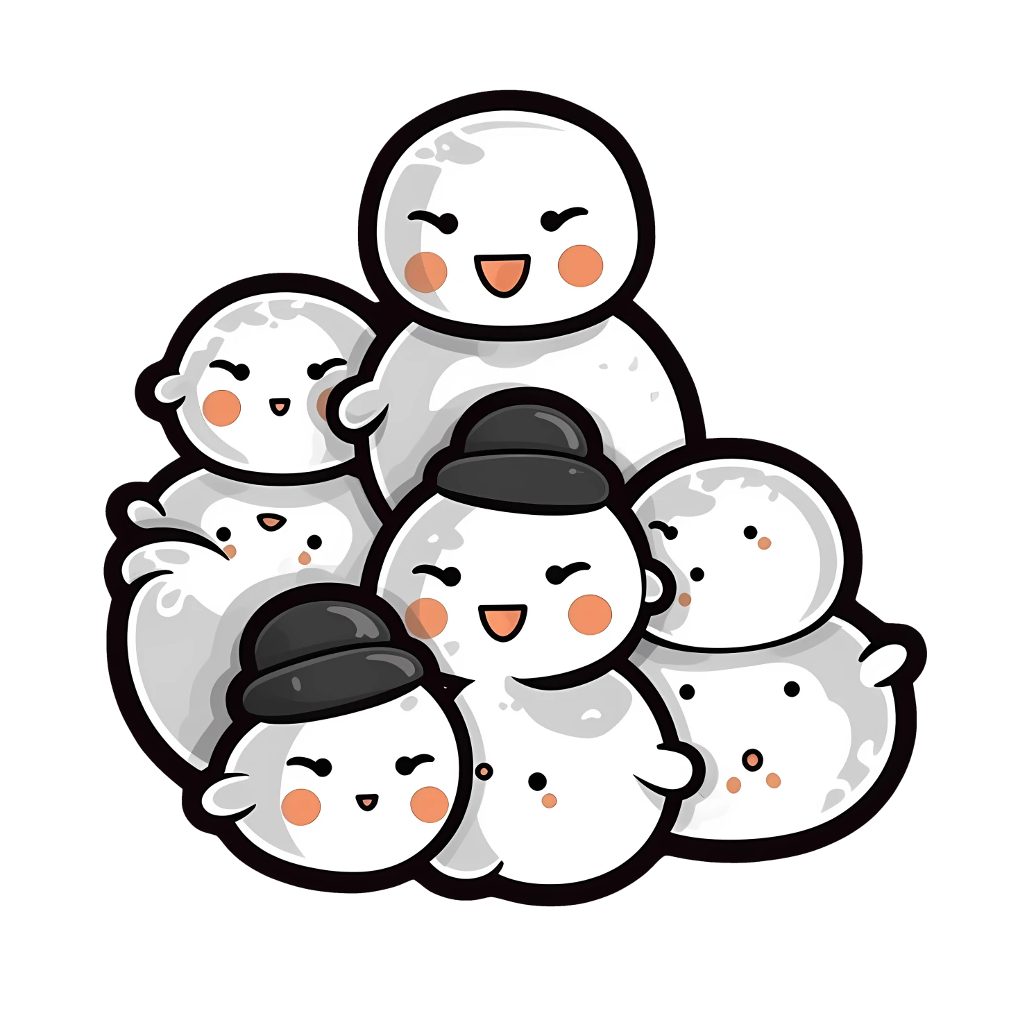 Kawaii snowmen sticker isolated on transparent background #26715