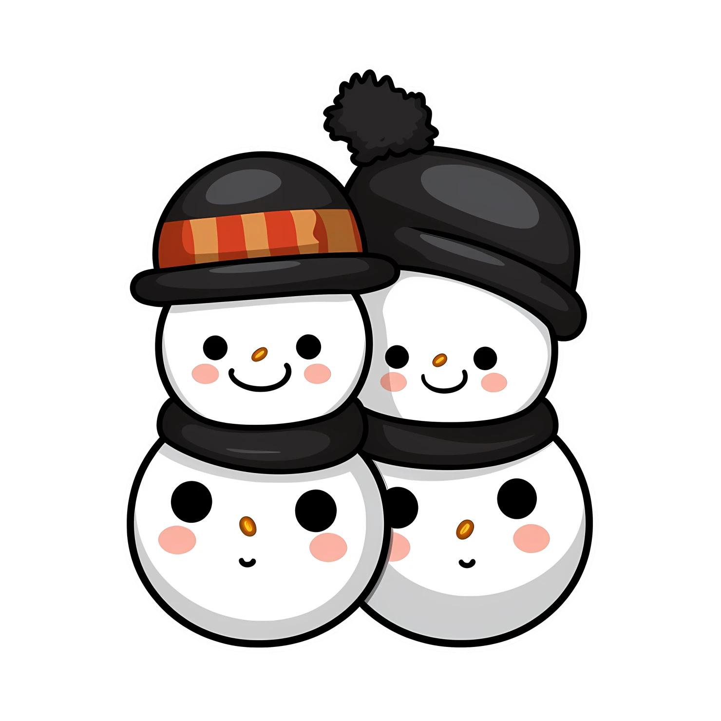 Kawaii snowmen sticker isolated on transparent background #26716