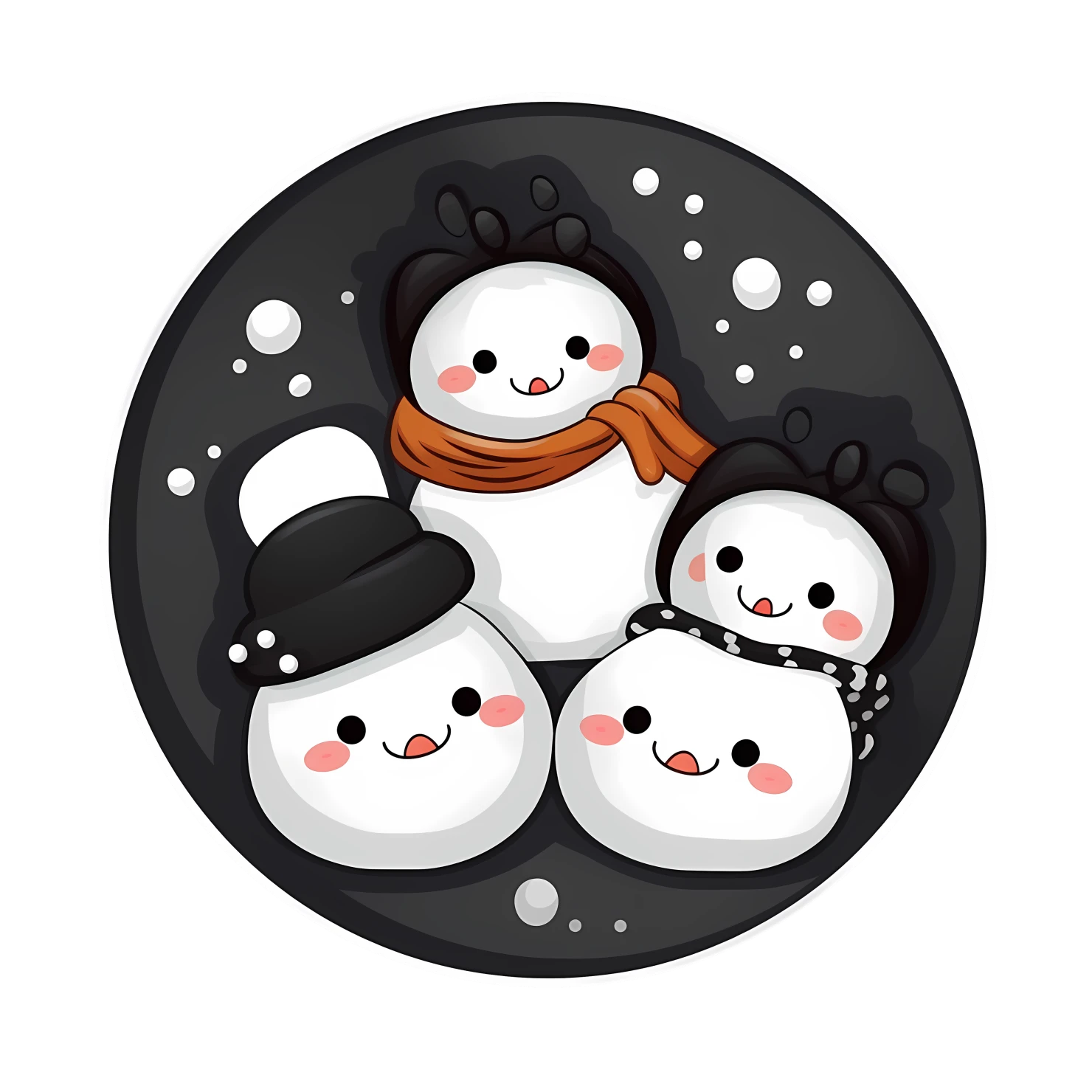 Kawaii snowmen sticker isolated on transparent background #26717
