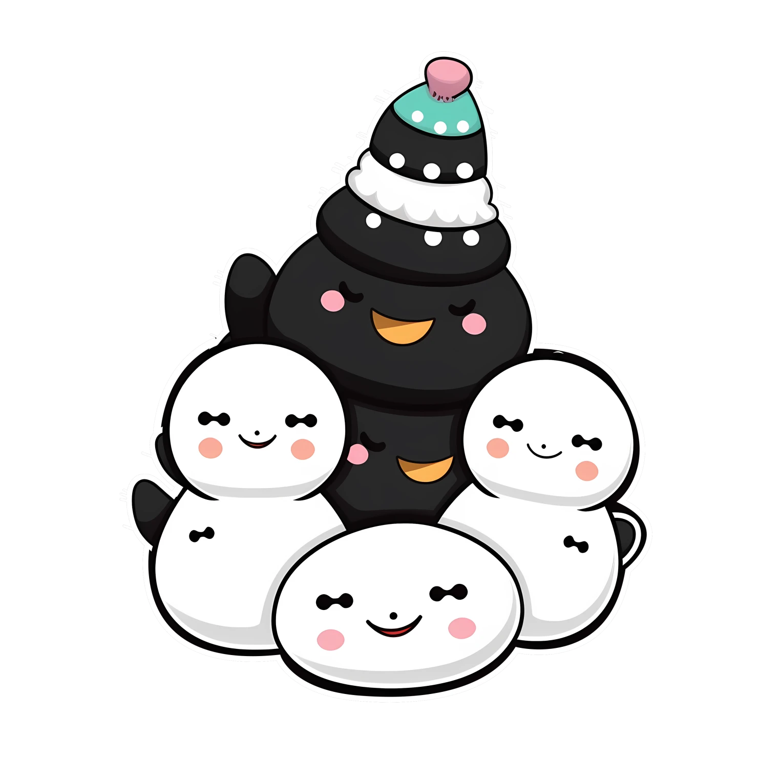 Kawaii snowmen sticker isolated on transparent background #26718