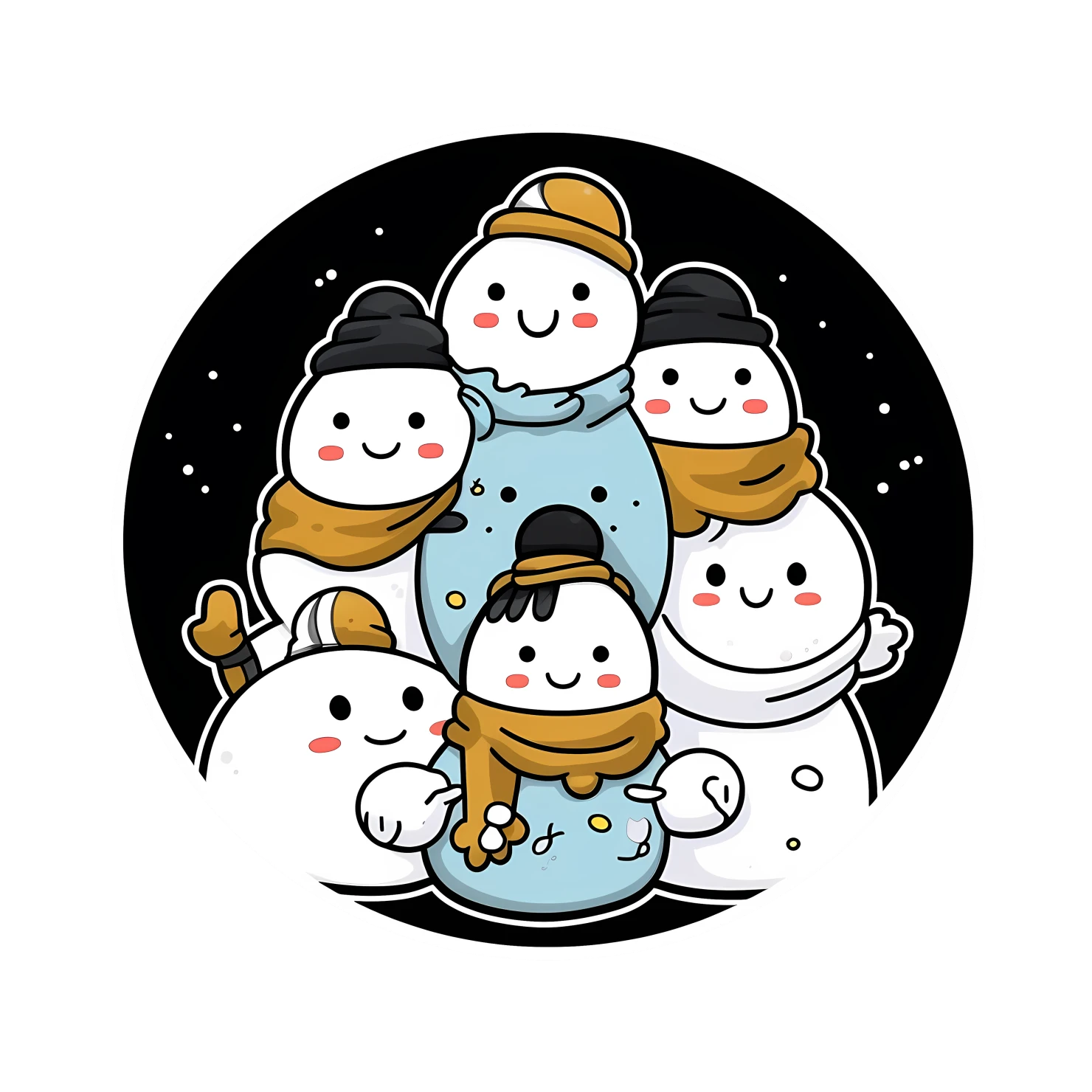 Kawaii snowmen sticker isolated on transparent background #26719