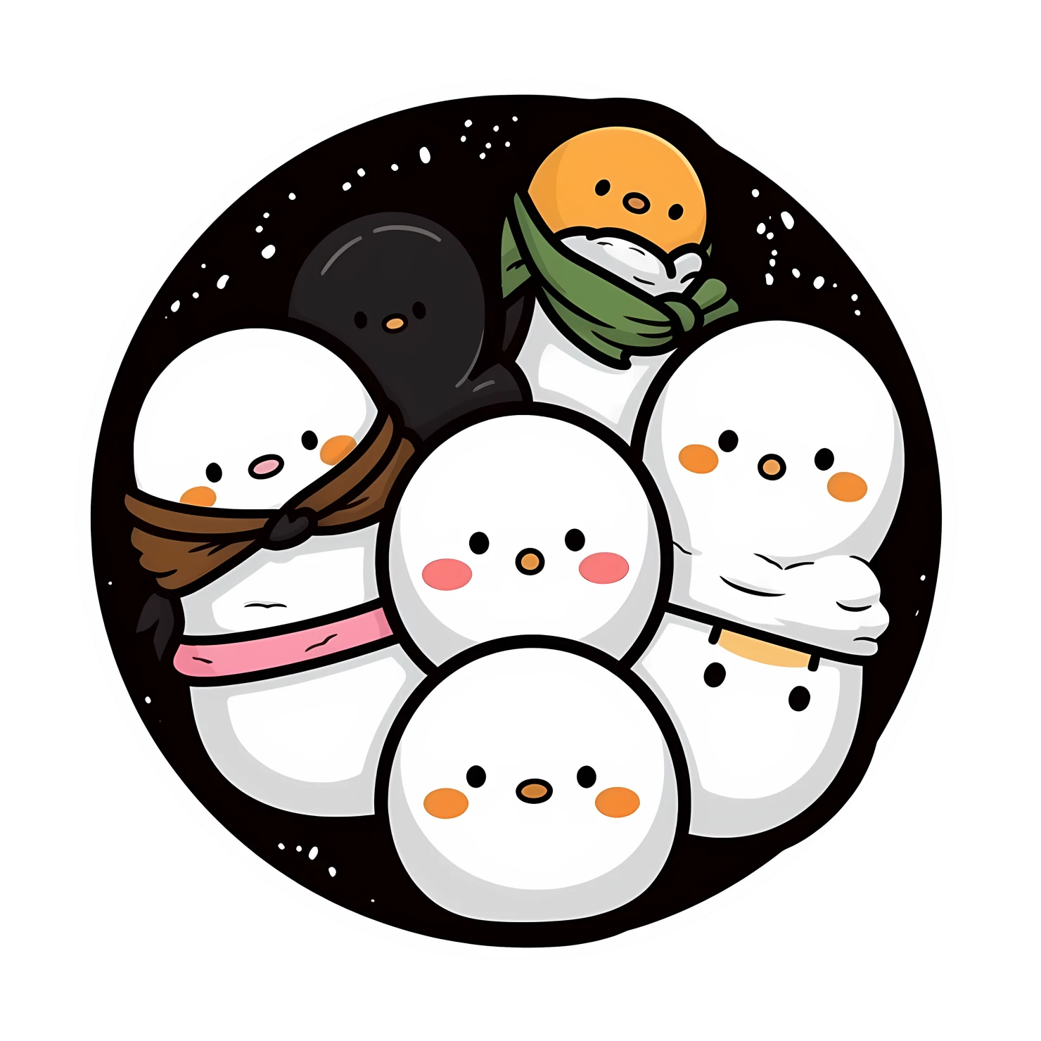 Kawaii snowmen sticker isolated on transparent background #26720