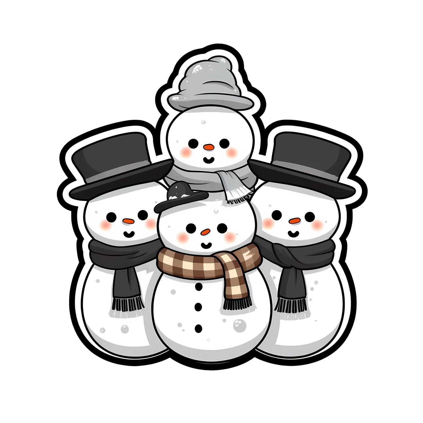 Kawaii snowmen sticker isolated on transparent background #26721