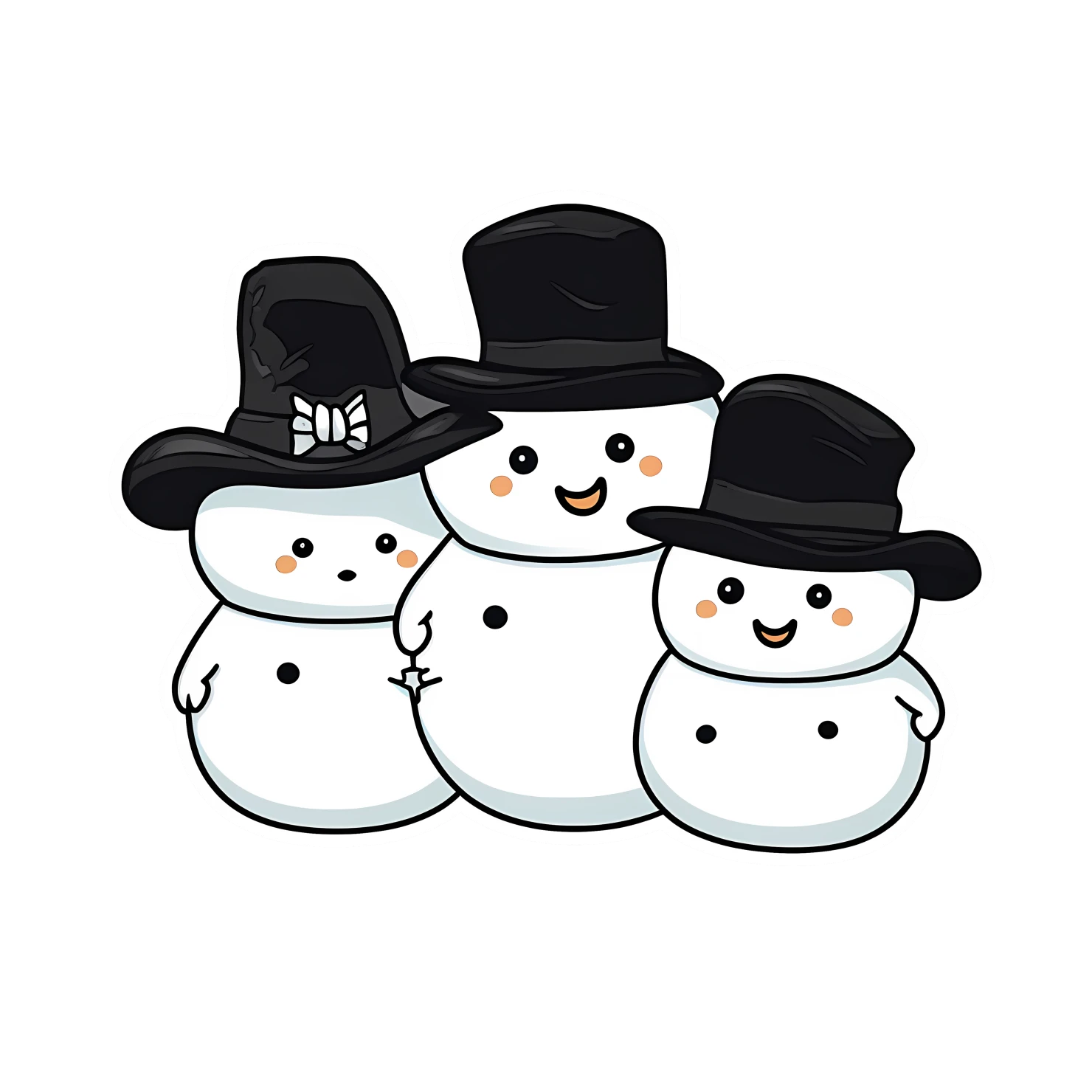 Kawaii snowmen sticker isolated on transparent background #26722
