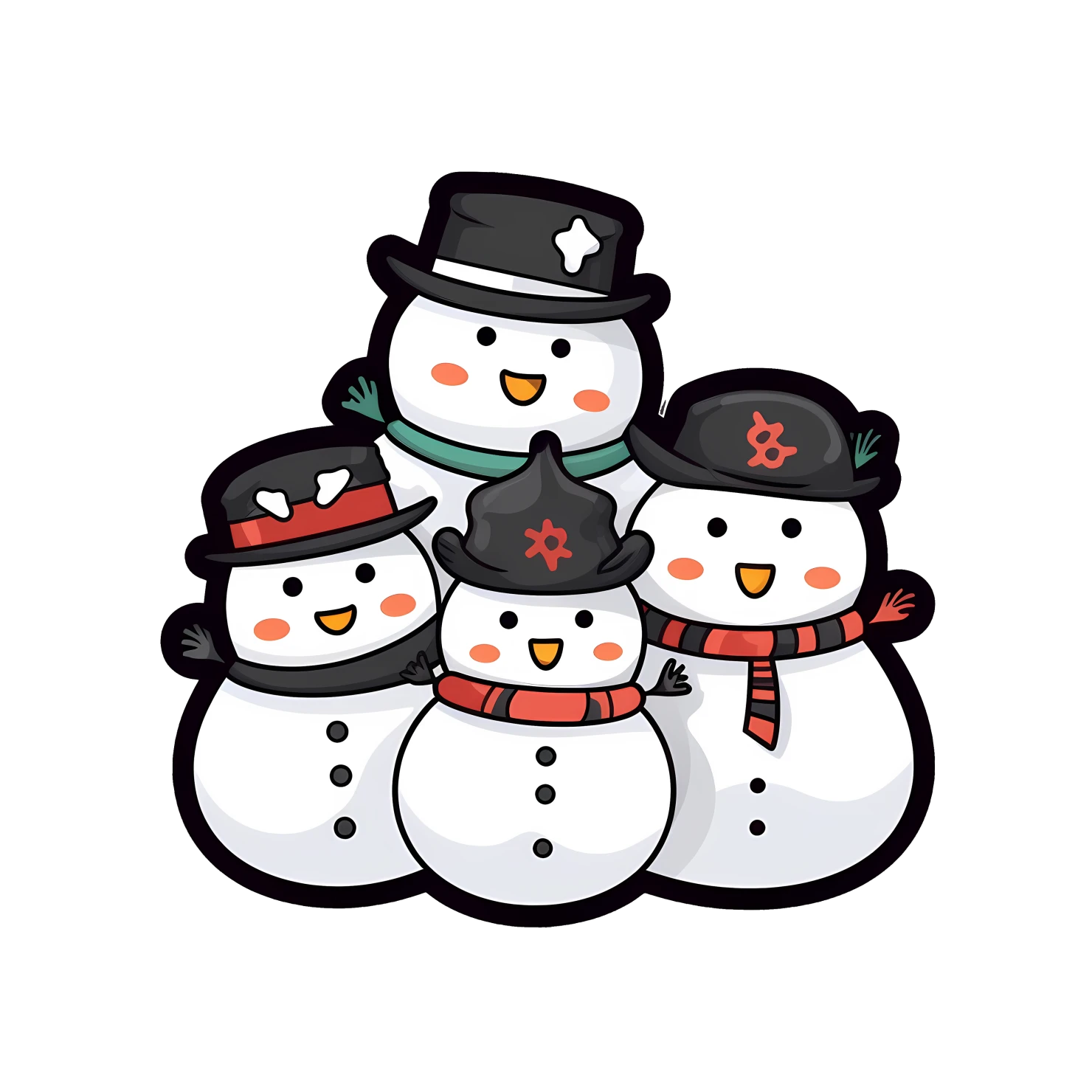 Kawaii snowmen sticker isolated on transparent background #26723