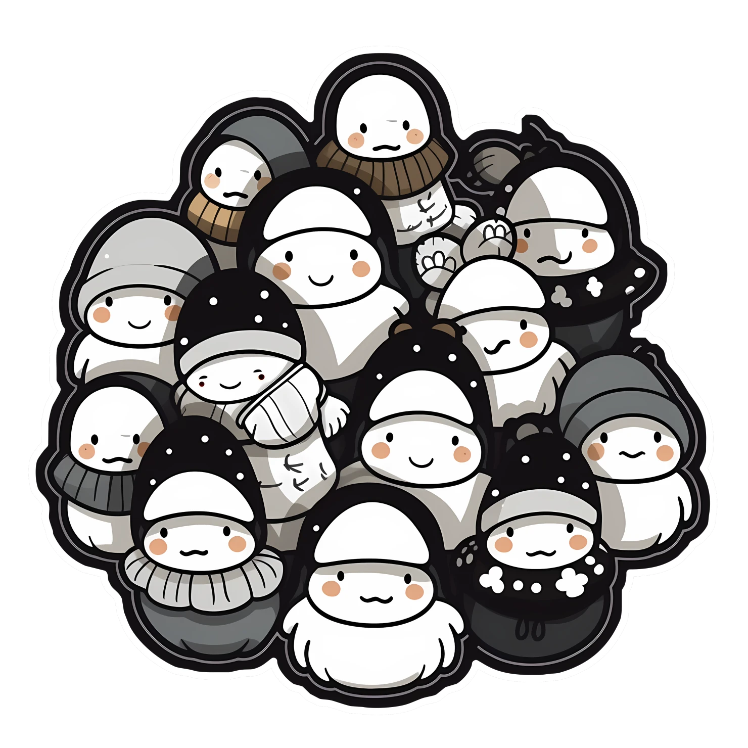 Kawaii snowmen sticker isolated on transparent background #26724