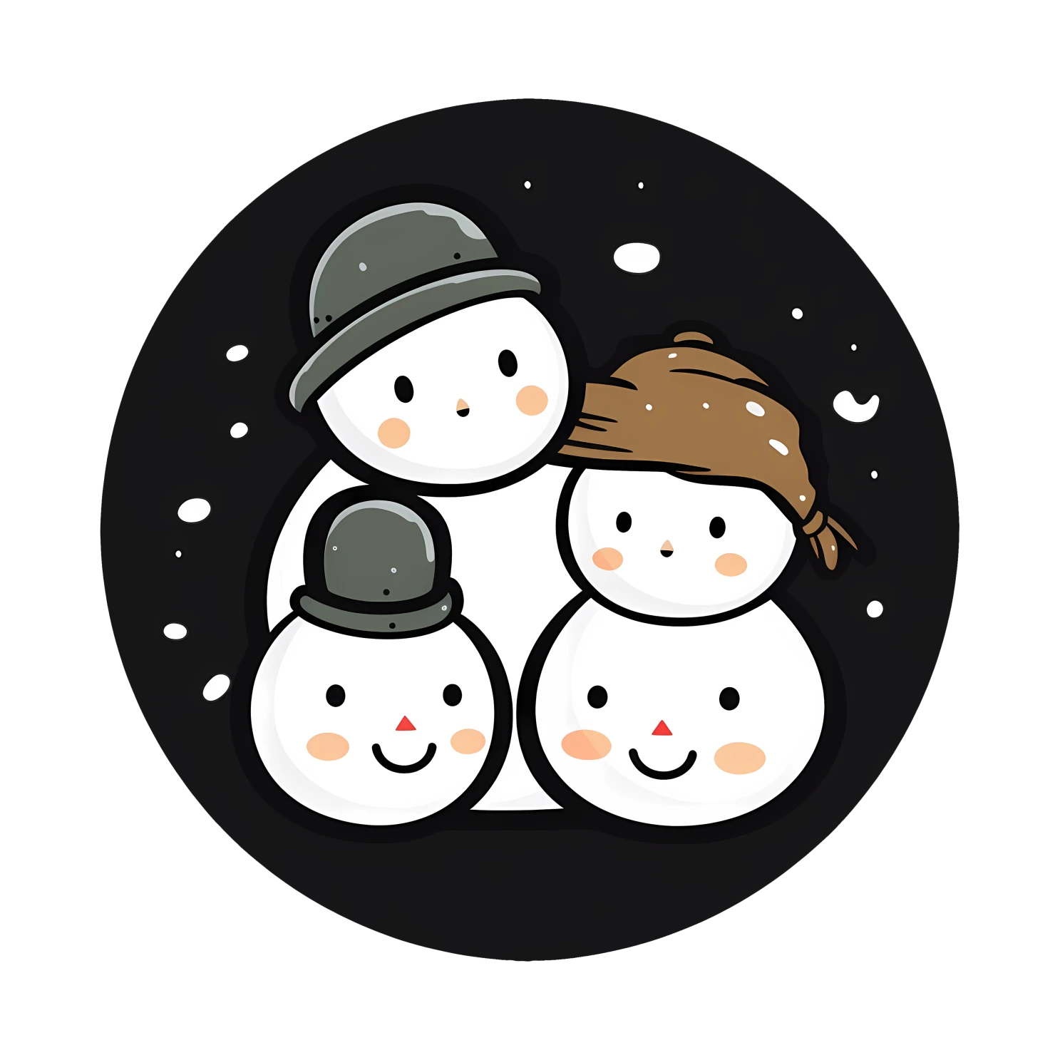 Kawaii snowmen sticker isolated on transparent background #26725