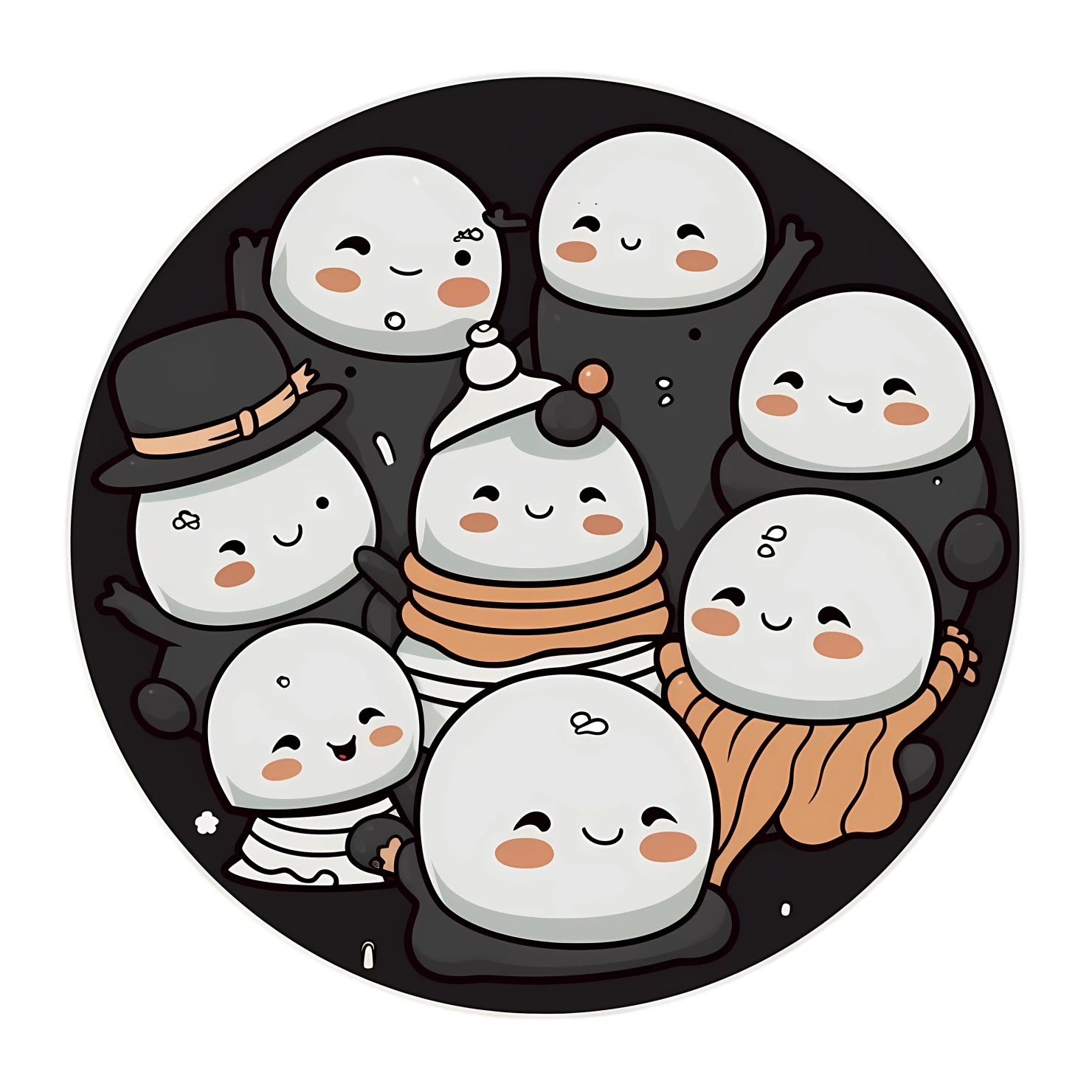 Kawaii snowmen sticker isolated on transparent background #26726