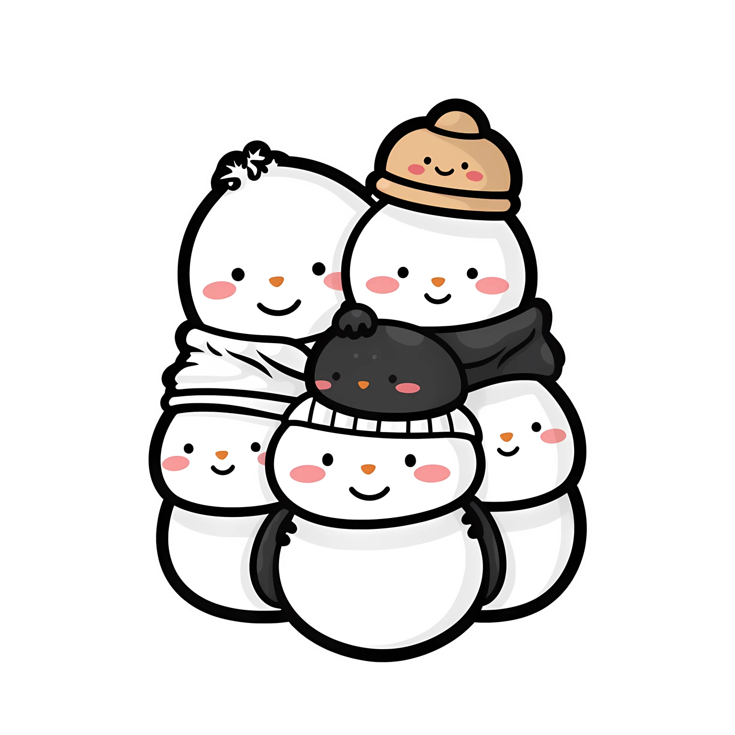 Kawaii snowmen sticker isolated on transparent background #26727