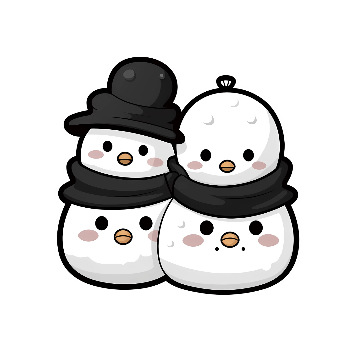 Kawaii snowmen sticker isolated on transparent background #26728