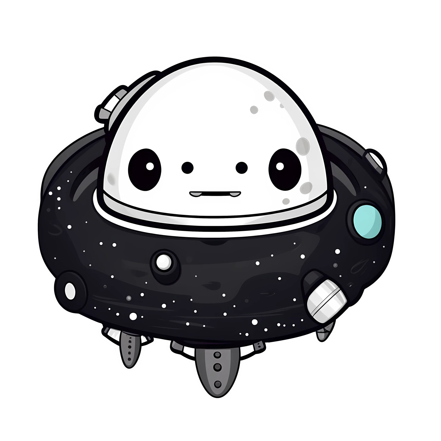 Kawaii spaceship sticker isolated on transparent background #26729