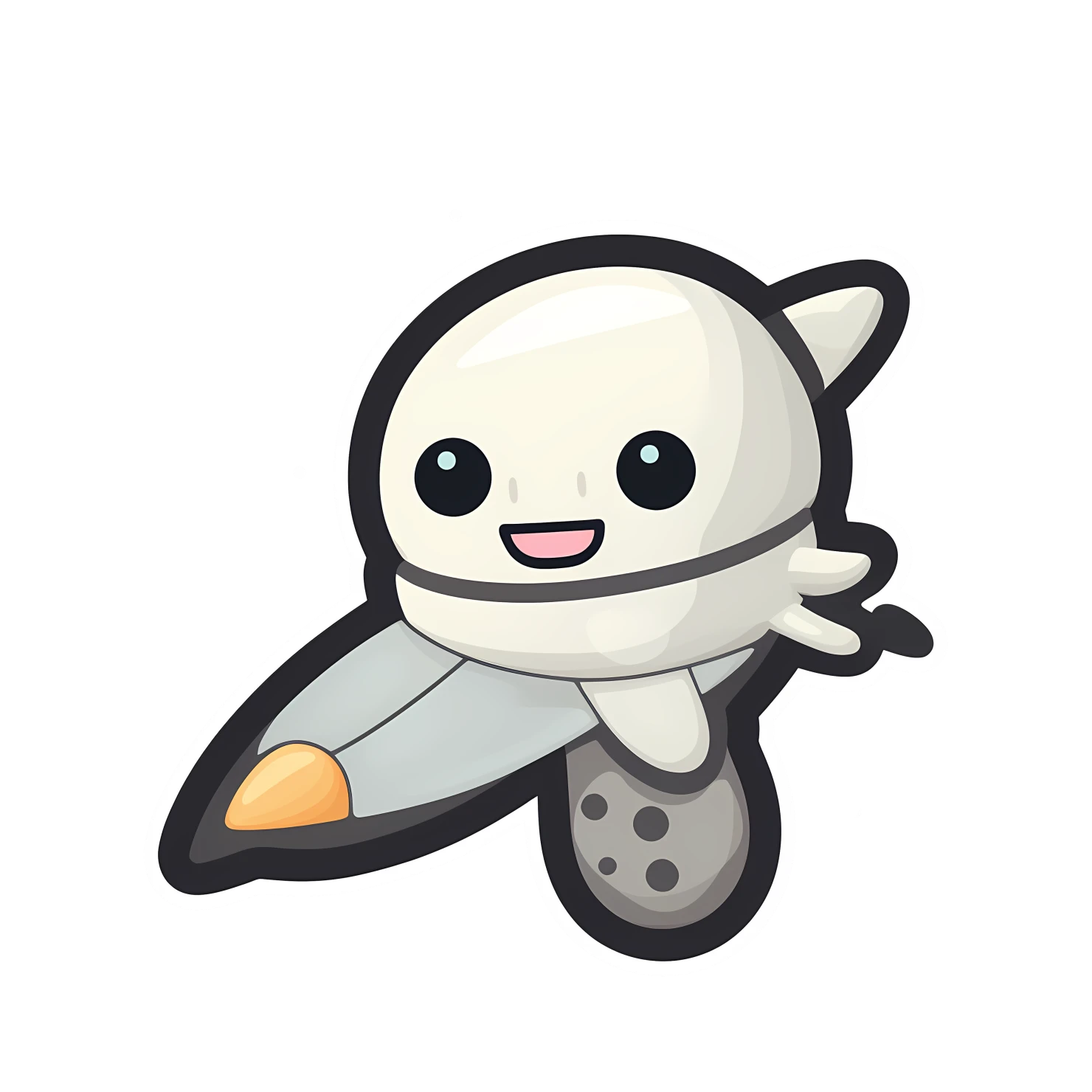 Kawaii spaceship sticker isolated on transparent background #26735