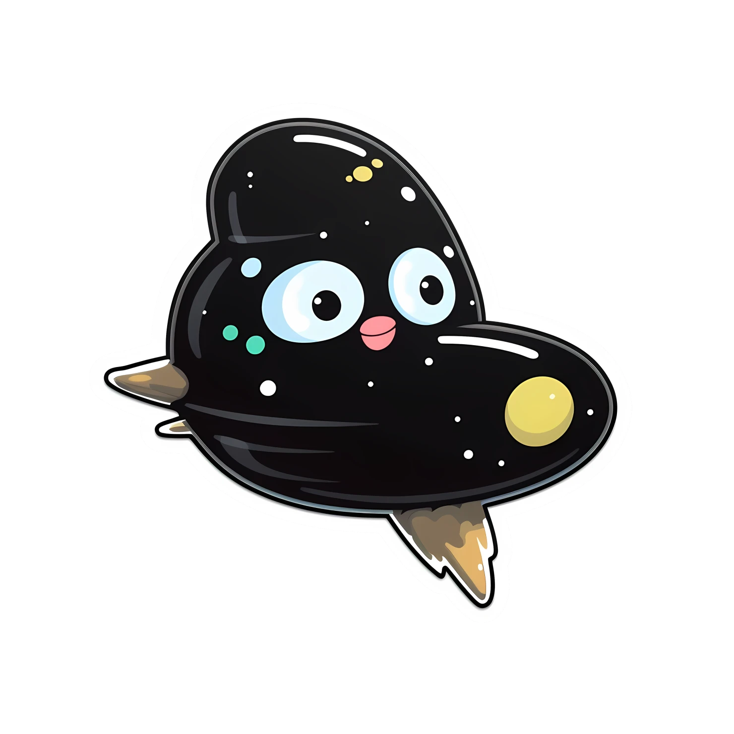 Kawaii spaceship sticker isolated on transparent background #26738