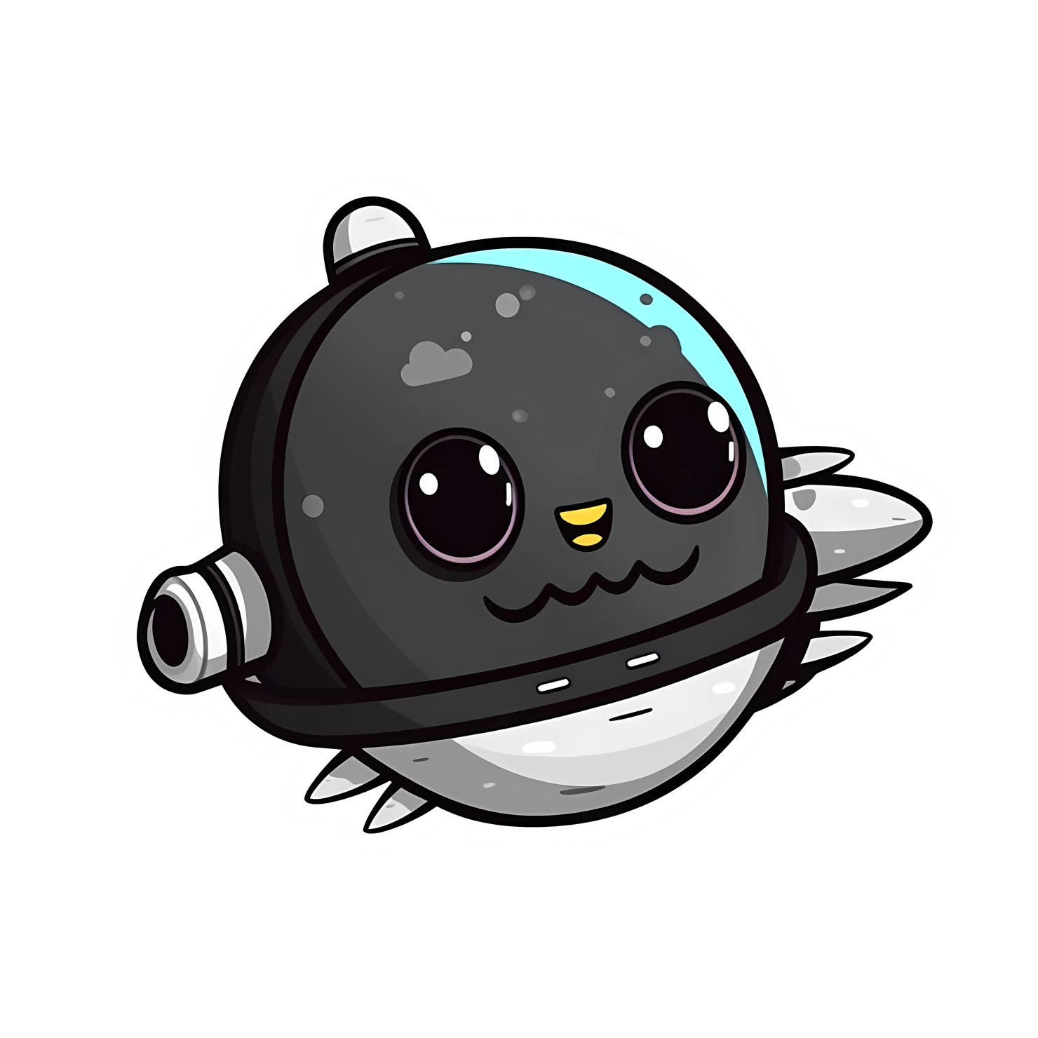 Kawaii spaceship sticker isolated on transparent background #26741