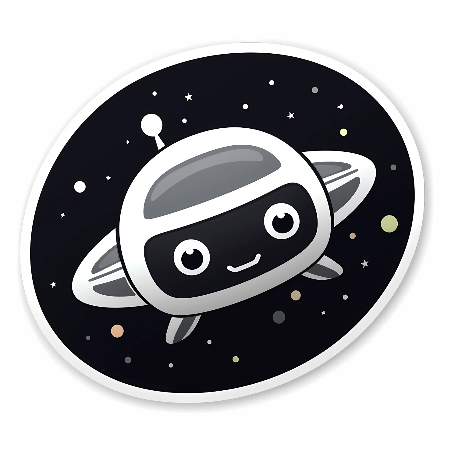 Kawaii spaceship sticker isolated on transparent background #26742
