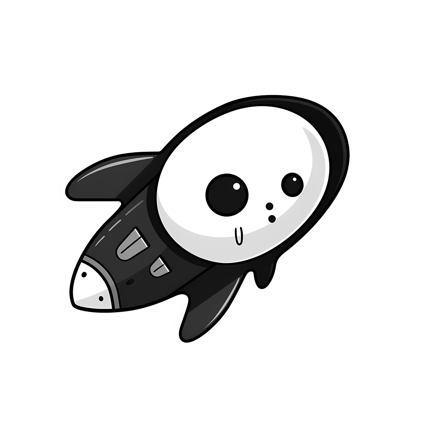 Kawaii spaceship sticker isolated on transparent background #26744