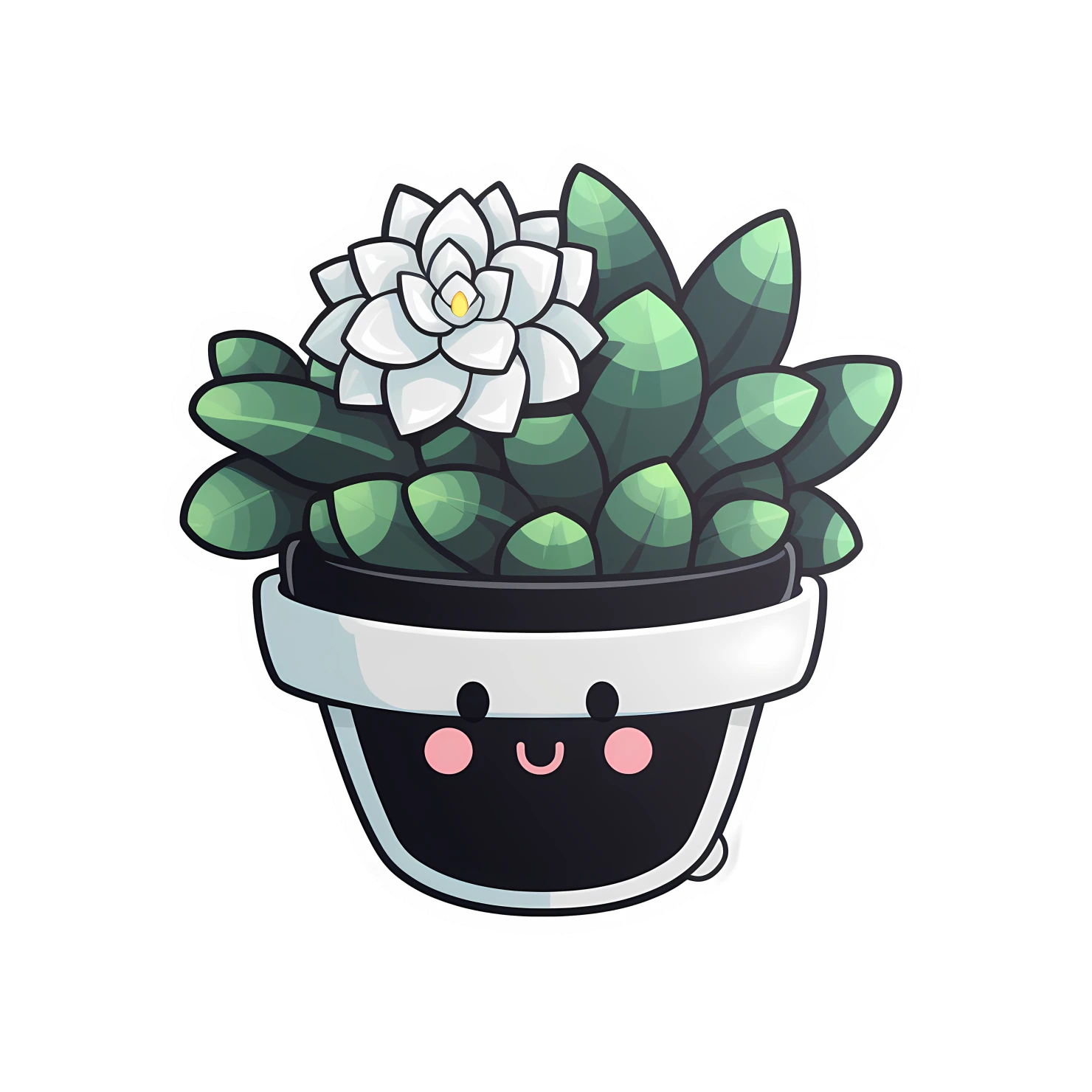 Kawaii succulent sticker isolated on transparent background #26864