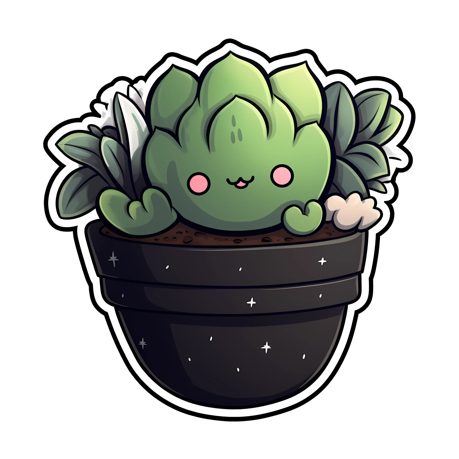 Kawaii succulent sticker isolated on transparent background #26865