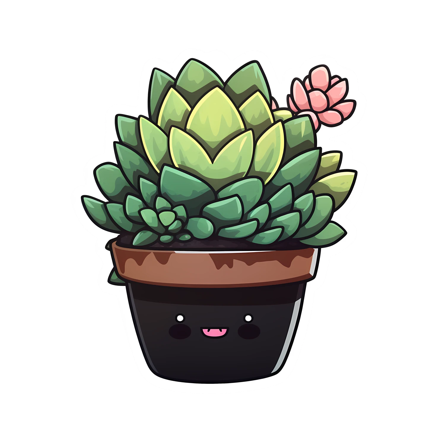 Kawaii succulent sticker isolated on transparent background #26866