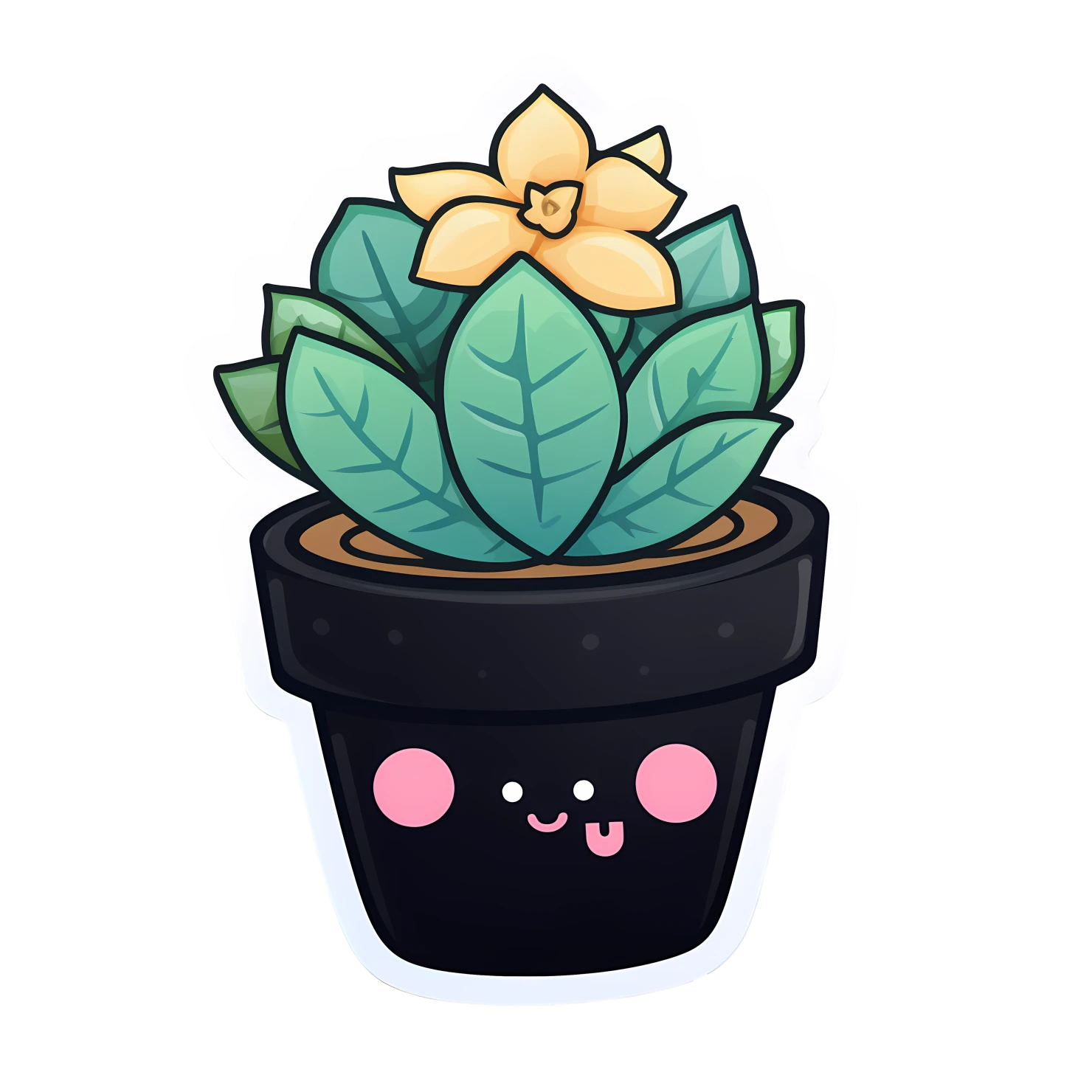 Kawaii succulent sticker isolated on transparent background #26867