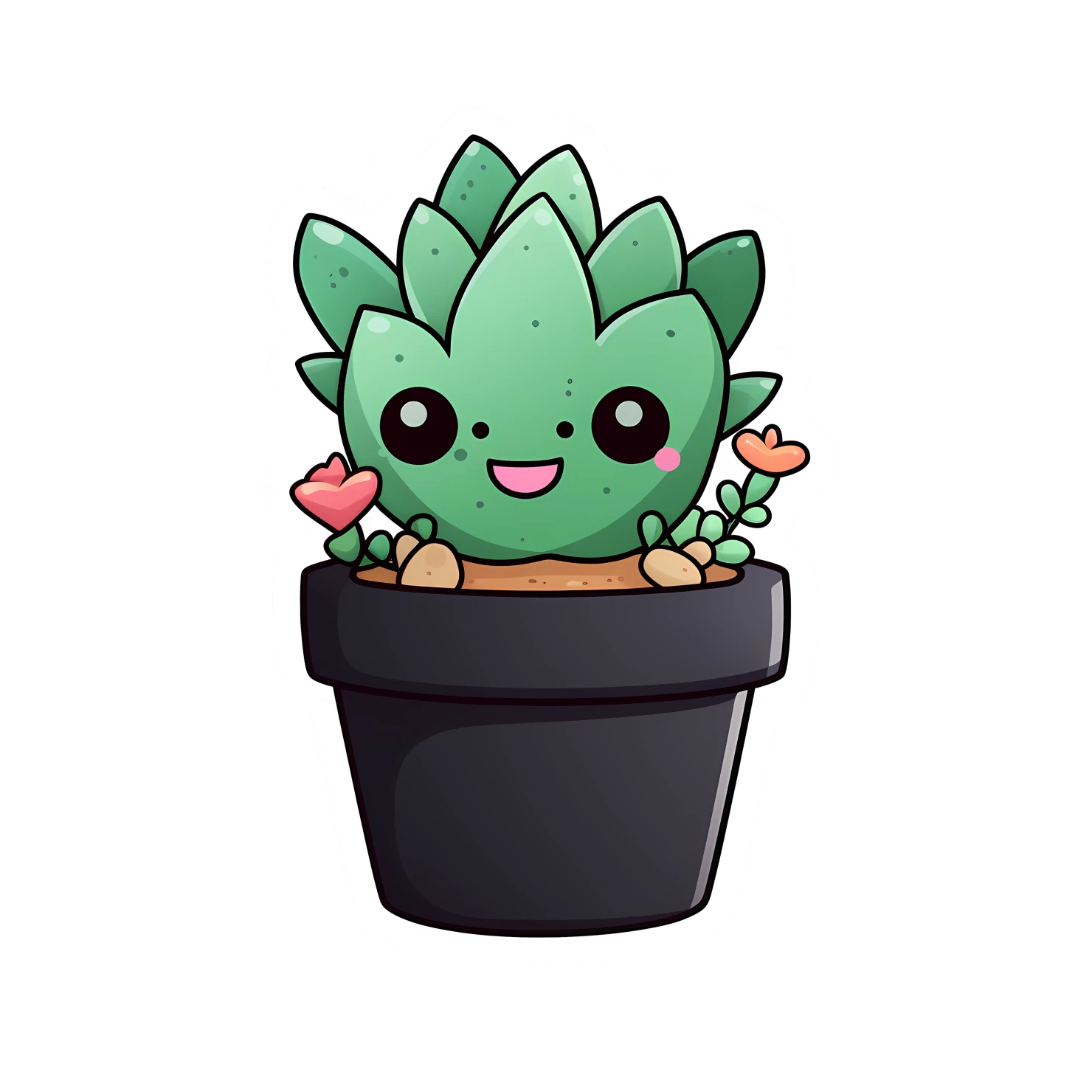 Kawaii succulent sticker isolated on transparent background #26868