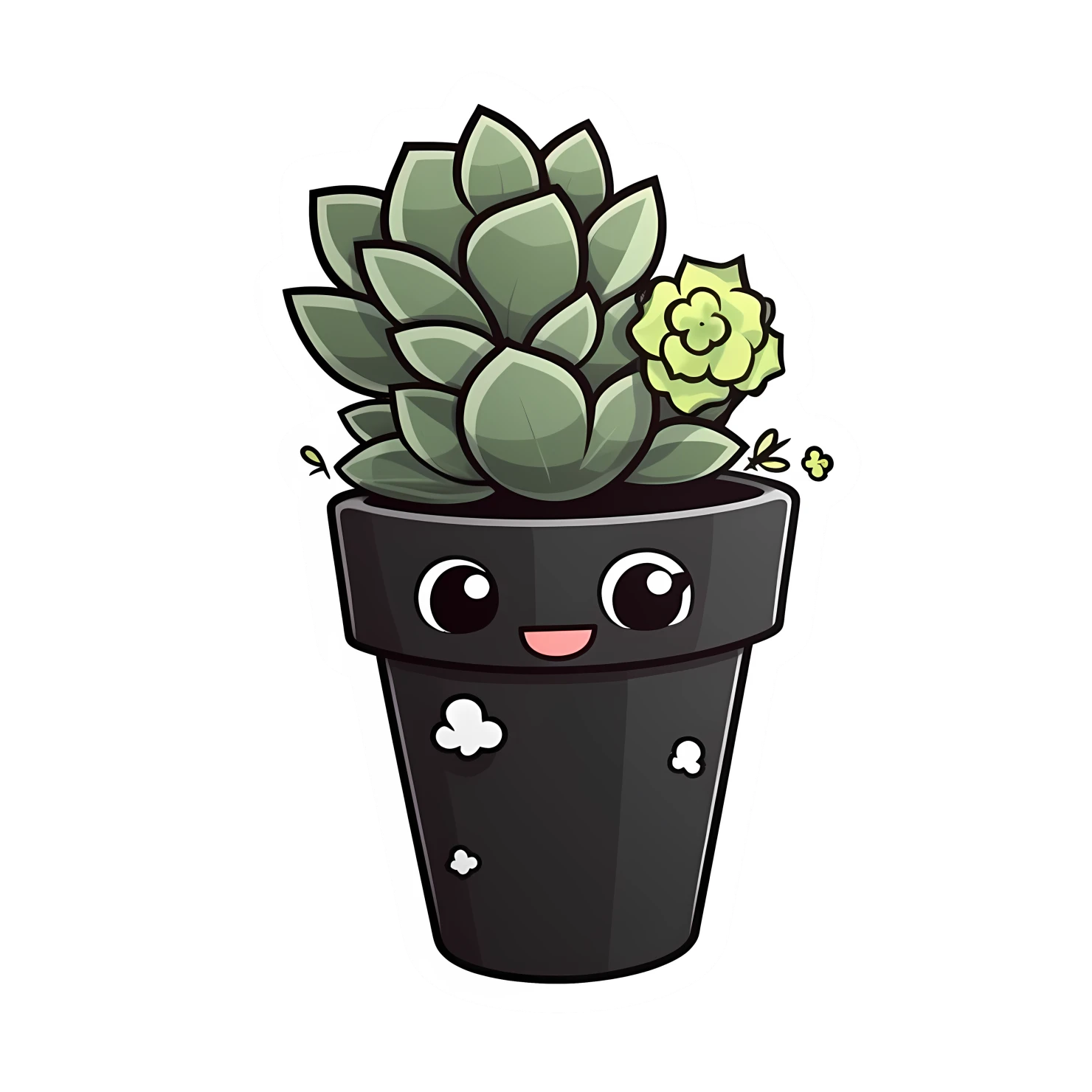Kawaii succulent sticker isolated on transparent background #26869