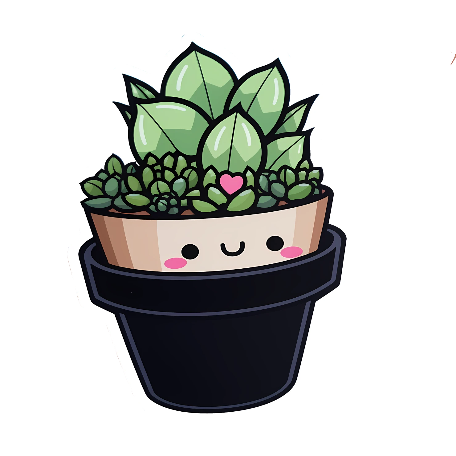 Kawaii succulent sticker isolated on transparent background #26870
