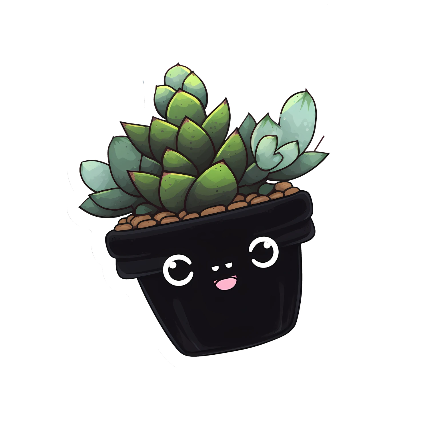 Kawaii succulent sticker isolated on transparent background #26871