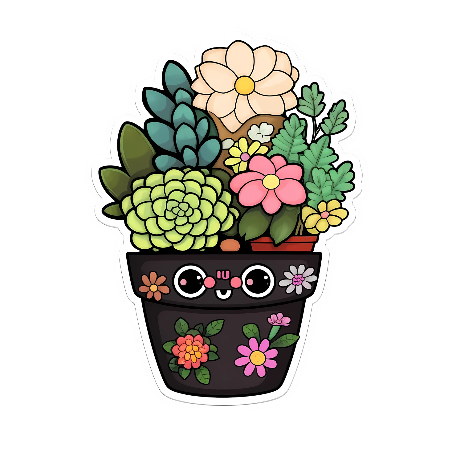 Kawaii succulent sticker isolated on transparent background #26872