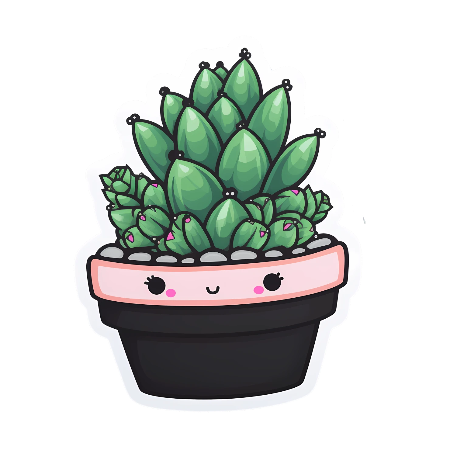 Kawaii succulent sticker isolated on transparent background #26873