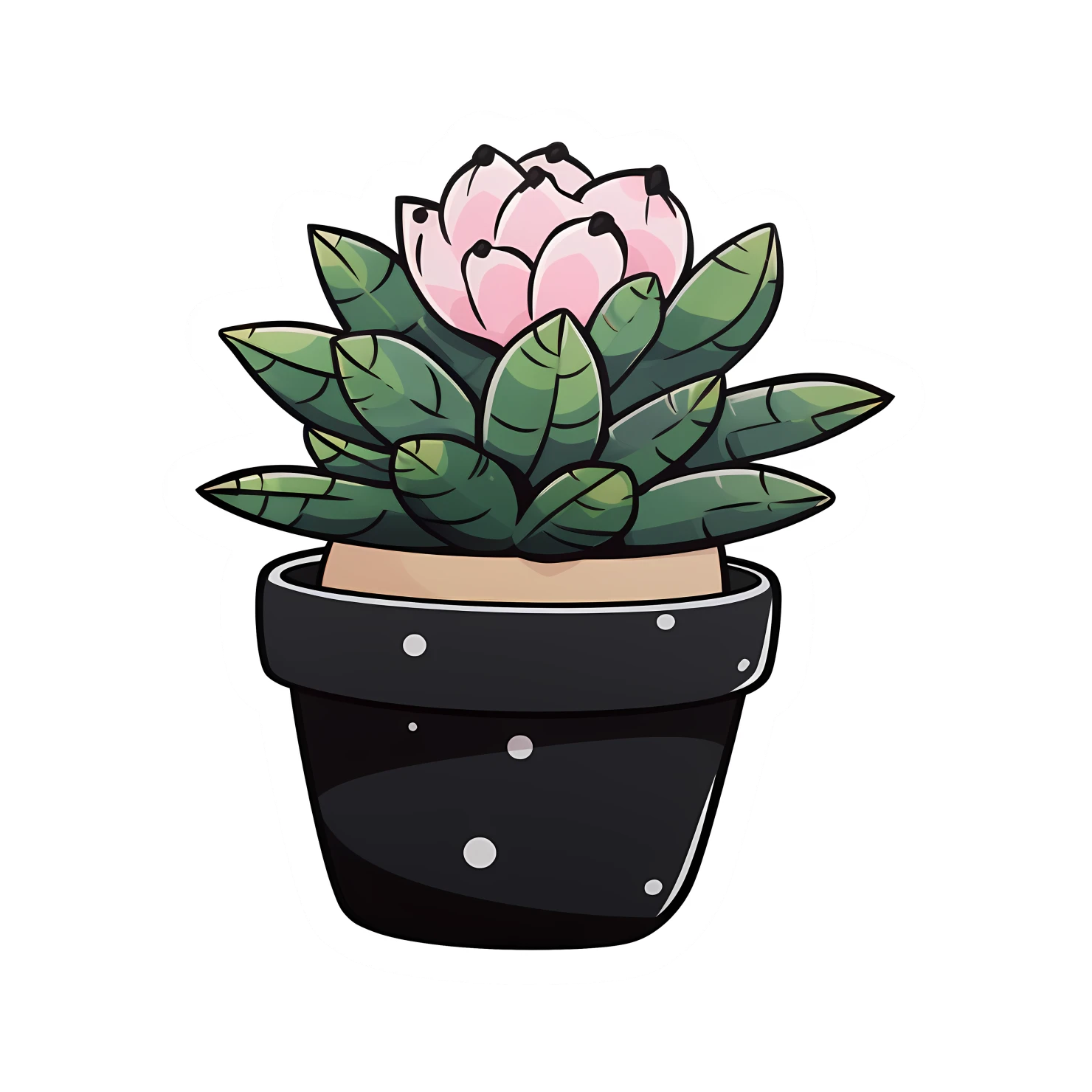 Kawaii succulent sticker isolated on transparent background #26874