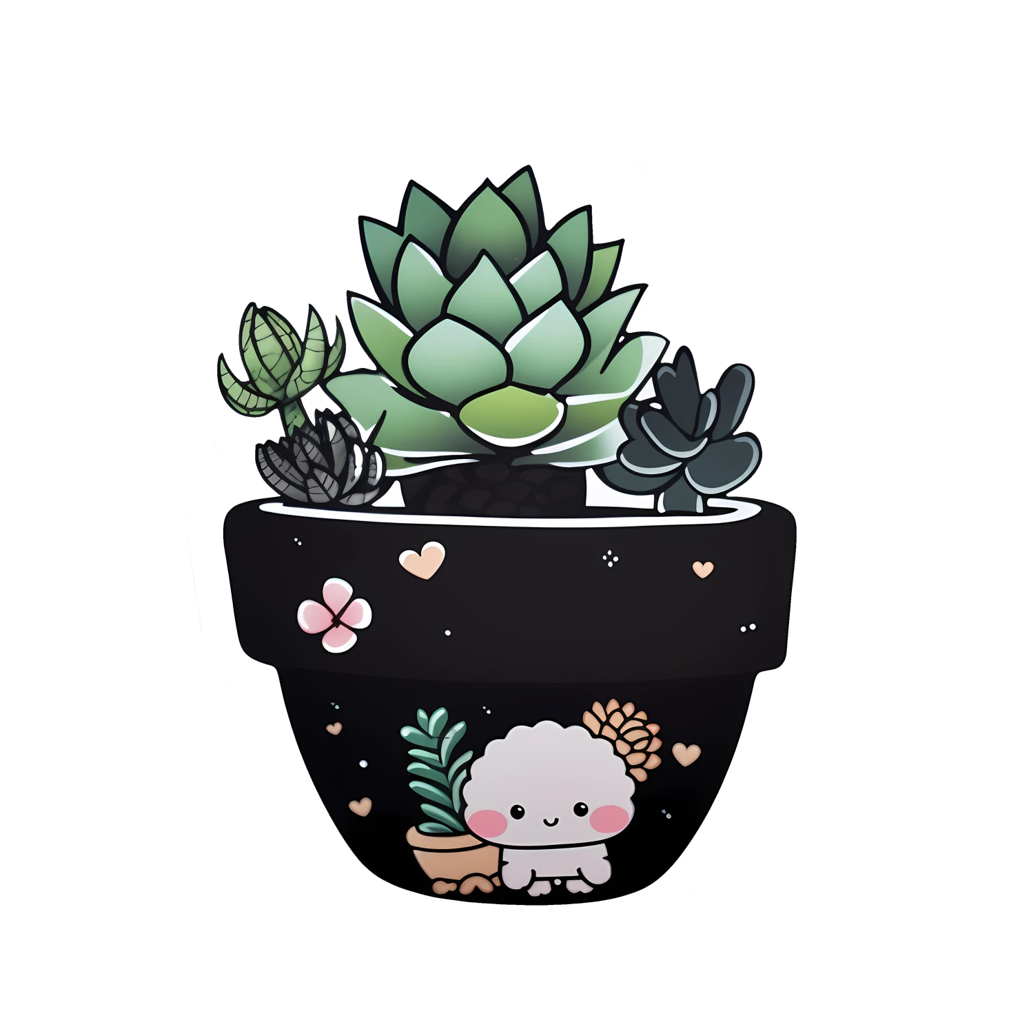 Kawaii succulent sticker isolated on transparent background #26876