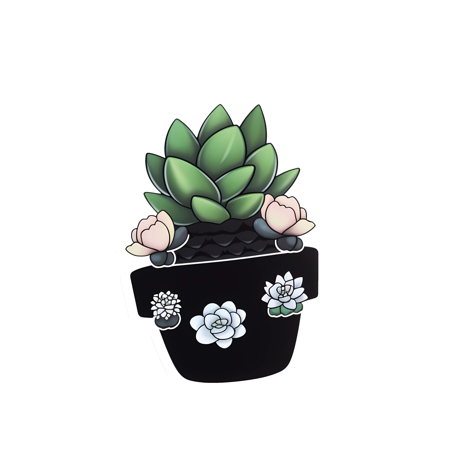 Kawaii succulent sticker isolated on transparent background #26877