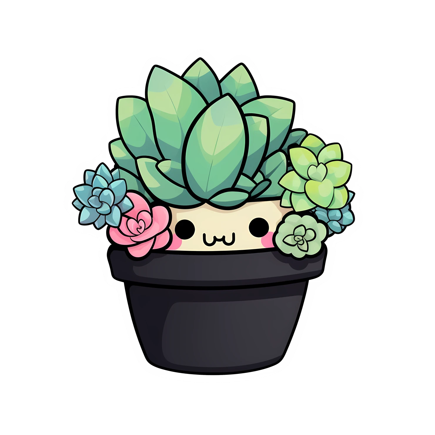 Kawaii succulent sticker isolated on transparent background #26879