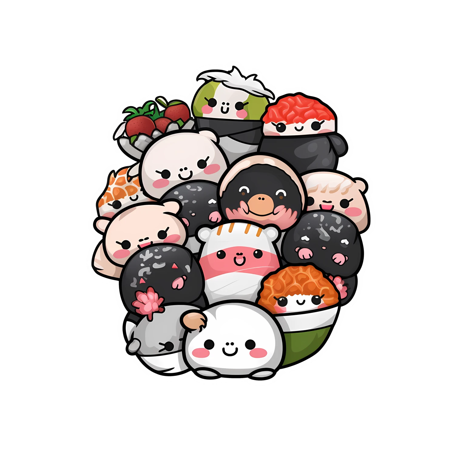Kawaii Sushi sticker isolated on transparent background #26960