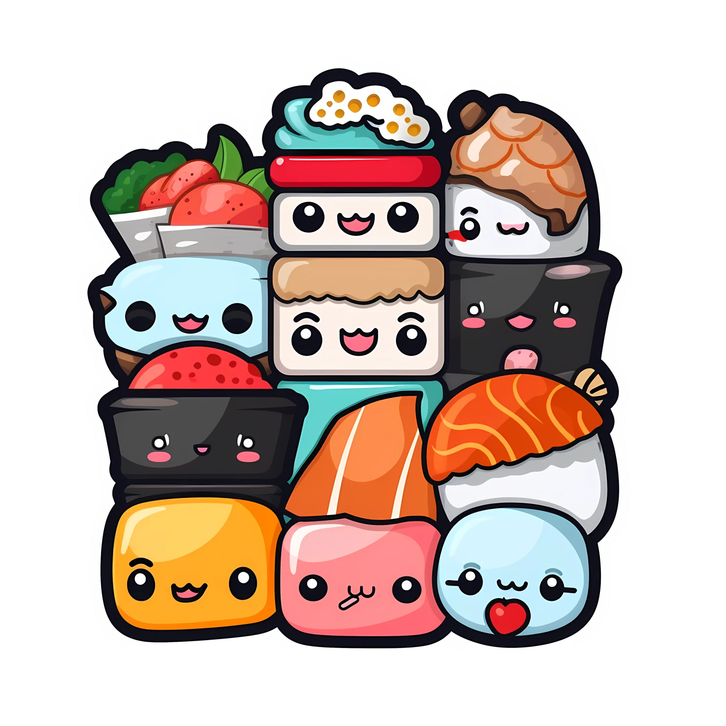 Kawaii Sushi sticker isolated on transparent background #26965