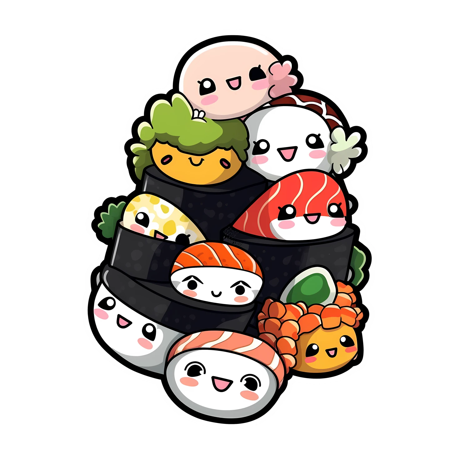 Kawaii Sushi sticker isolated on transparent background #26968