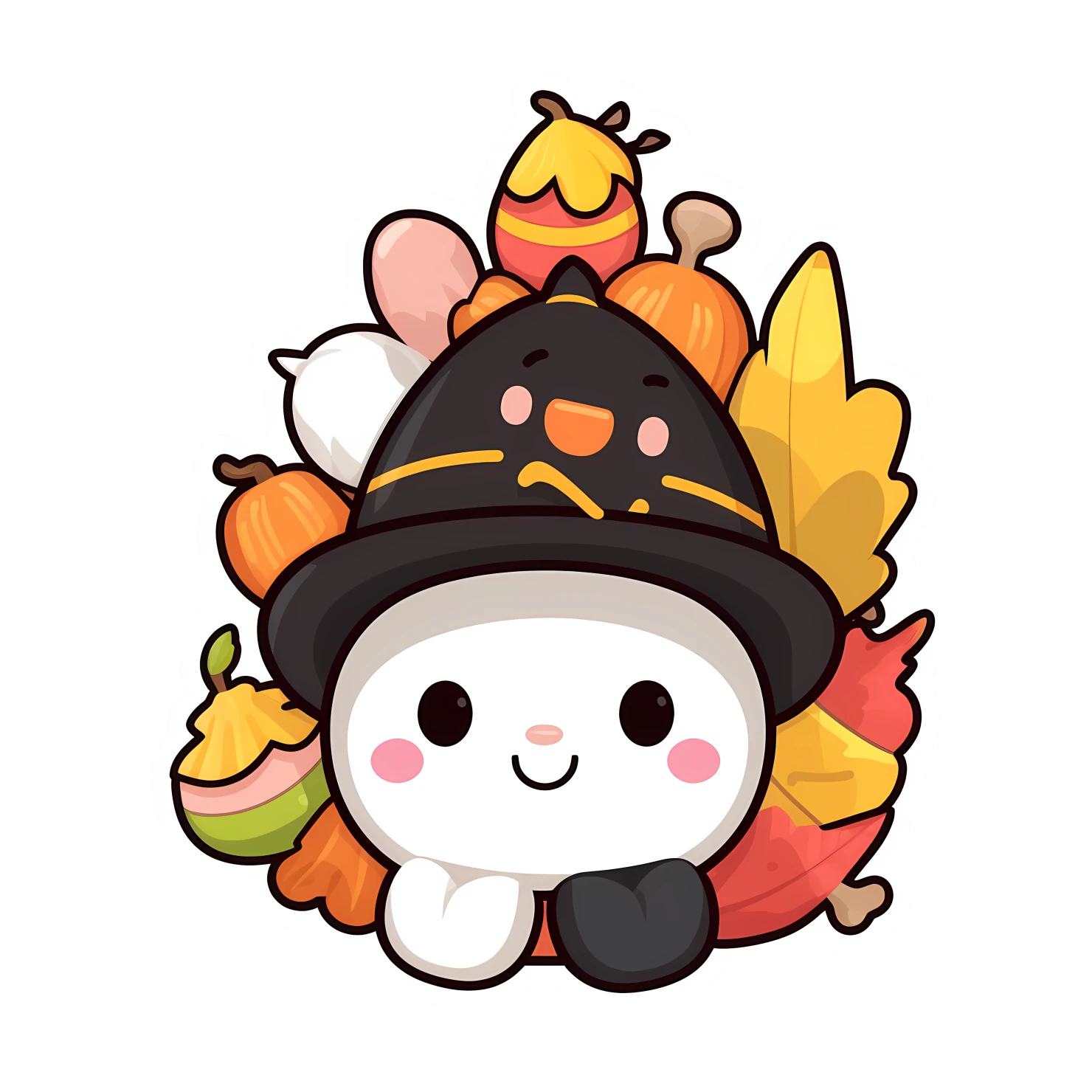 Kawaii thanksgiving sticker isolated on transparent background #26983