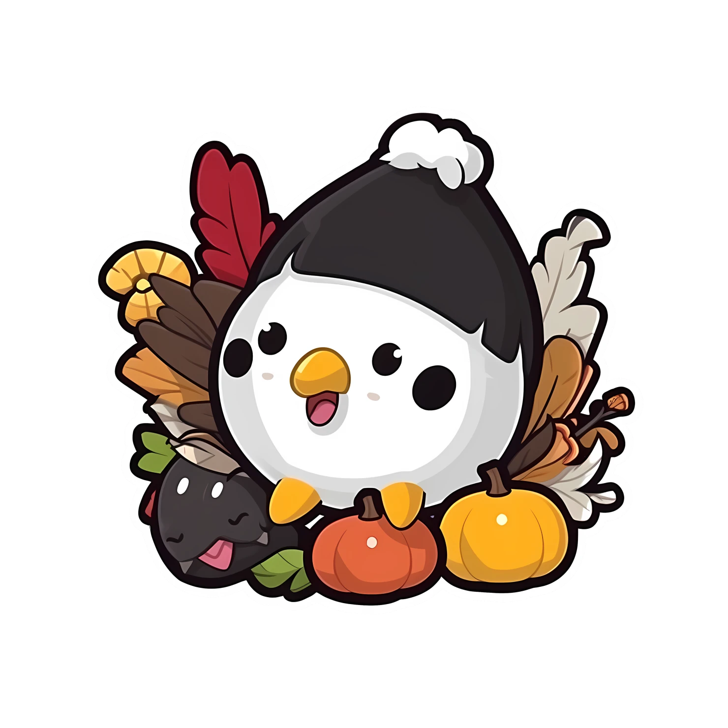 Kawaii thanksgiving sticker isolated on transparent background #26987