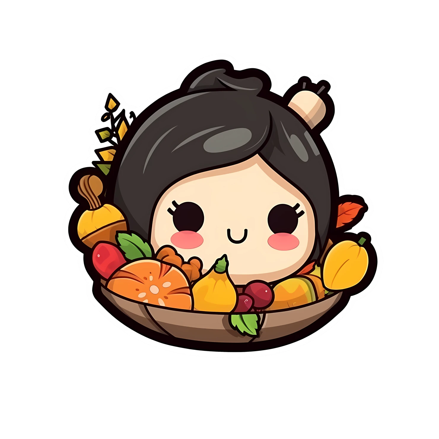 Kawaii thanksgiving sticker isolated on transparent background #26991
