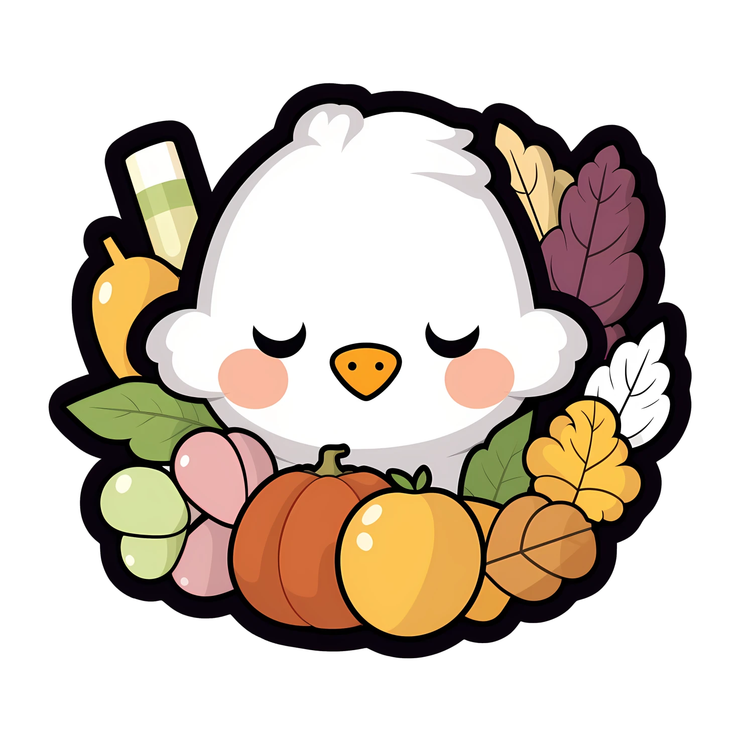 Kawaii thanksgiving sticker isolated on transparent background #26994