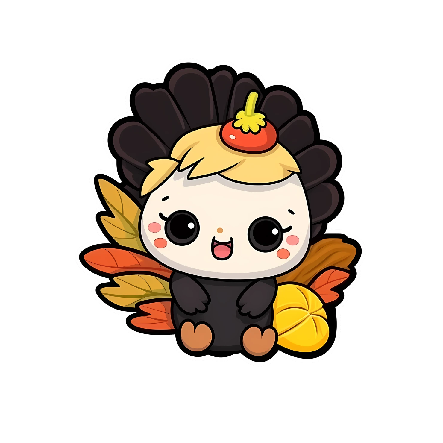 Kawaii thanksgiving sticker isolated on transparent background #26996