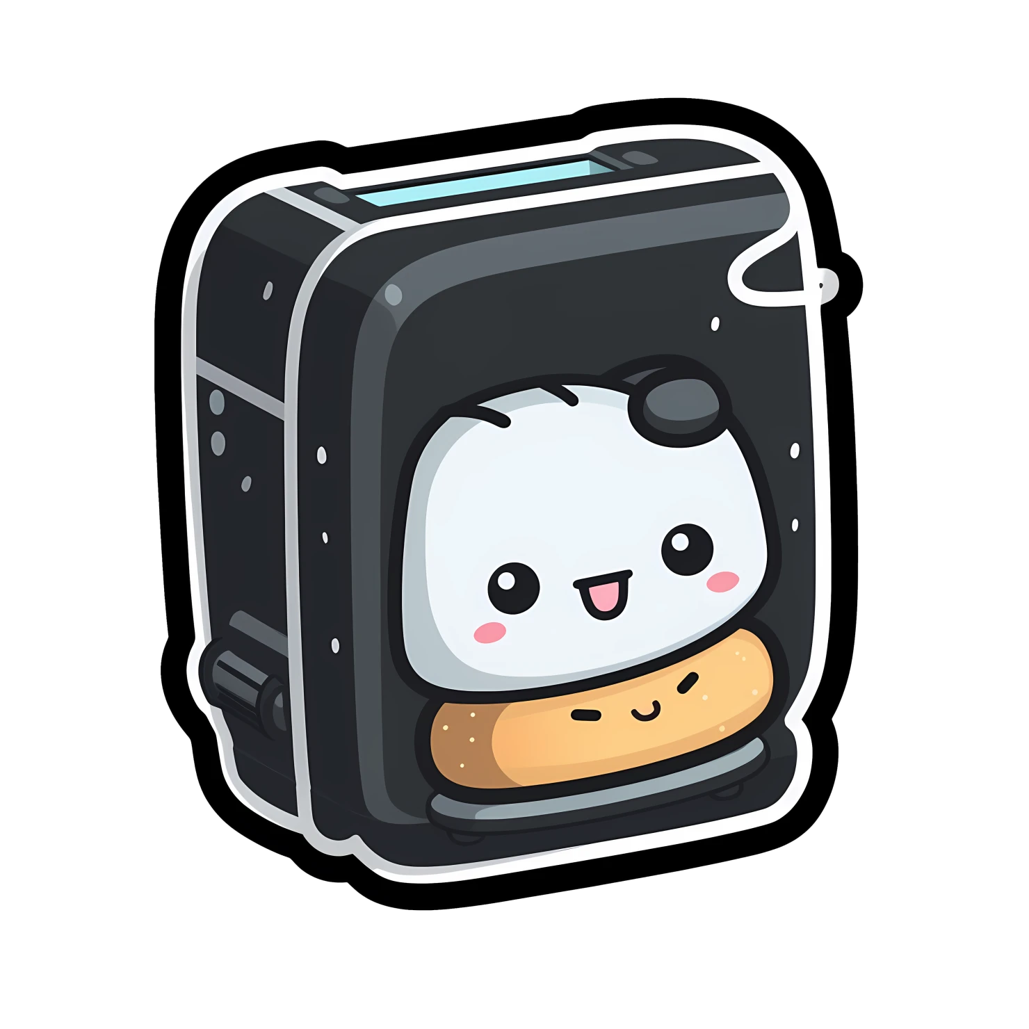 Kawaii toaster sticker isolated on transparent background #27018