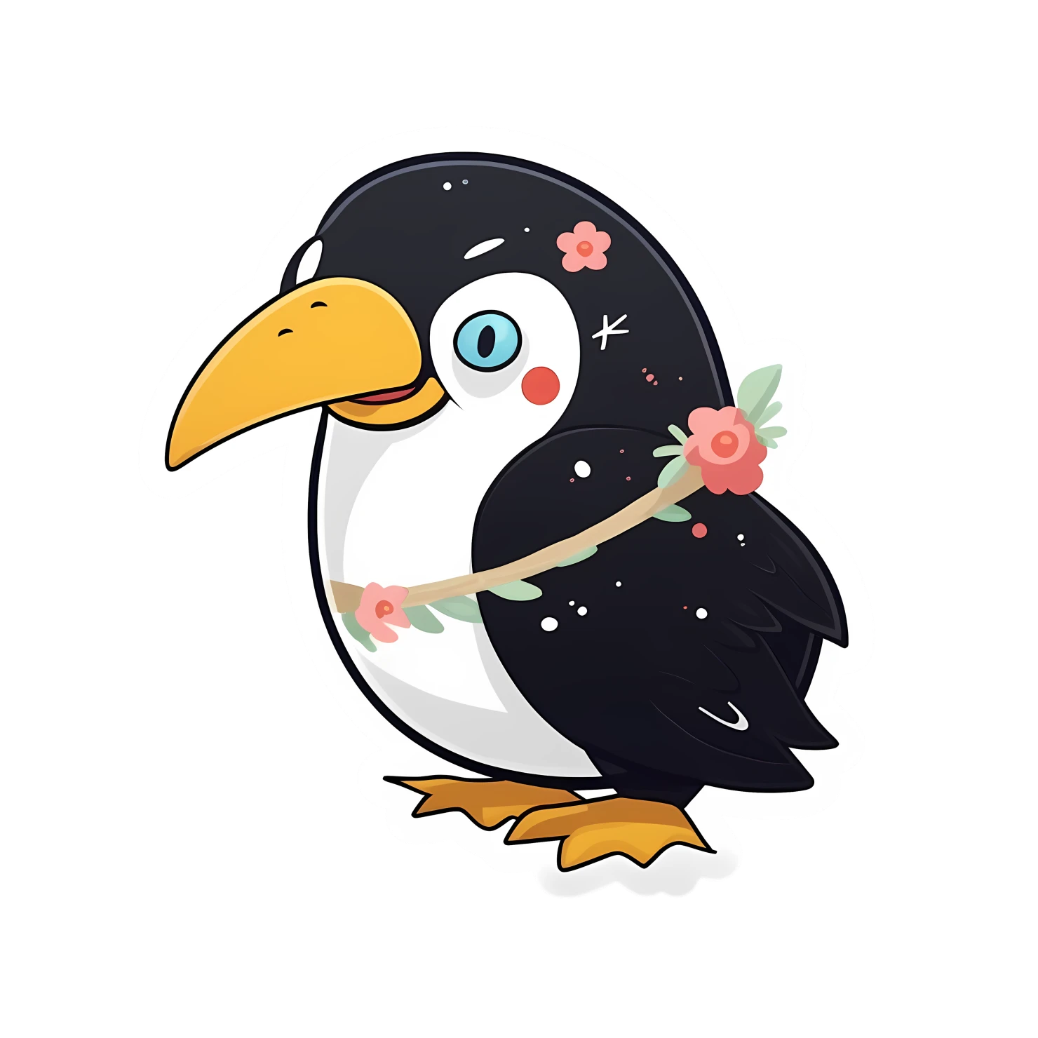 Kawaii toucan sticker isolated on transparent background #27035